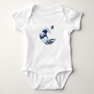 Ski on The Great Wave of Kanagawa Japanese Baby Bodysuit