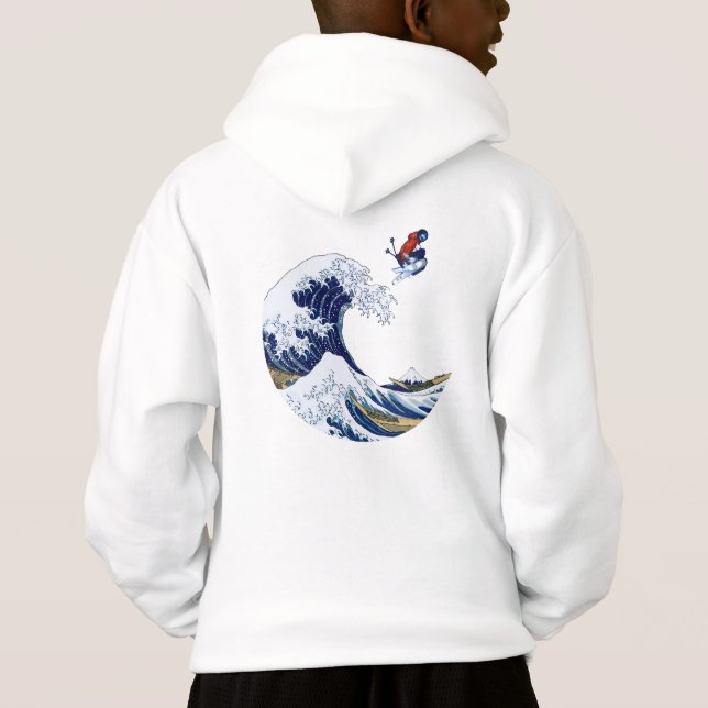 Ski on The Great Wave of Kanagawa Japanese    Hoodie (Back)