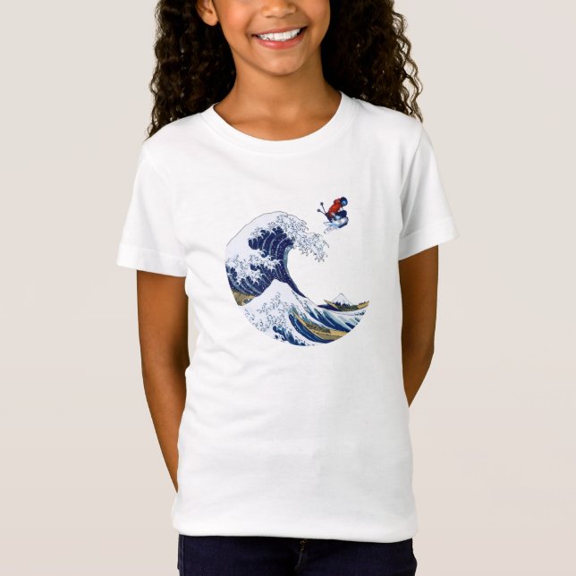 Ski on The Great Wave of Kanagawa Japanese T-Shirt (Front)
