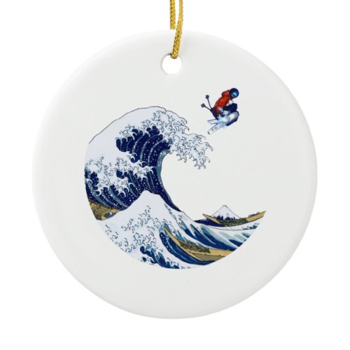 Ski on The Great Wave of Kanagawa Ornament