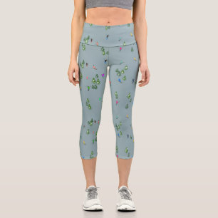  Ski Opening Christmas Skiing Holiday Skiers Blue  Capri Leggings