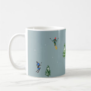 Ski Opening Christmas Skiing Holiday Skiers Blue Coffee Mug