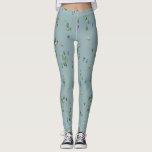 Ski Opening Christmas Skiing Holiday Skiers Blue  Leggings<br><div class="desc">Ski opening! Cool winter-themed skier pattern design with skiers skiing down alpine ski resort slopes among snow-covered fir trees in the alps. Freeride skiers are wearing colorful vintage retro ski suits, skiing downhill with skis on a pastel pink snowy mountain landscape background. Wonderful winter sports fun gift for a skier...</div>