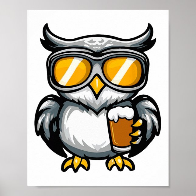 Ski Owl With Beer Apres Ski Comic  Poster (Front)