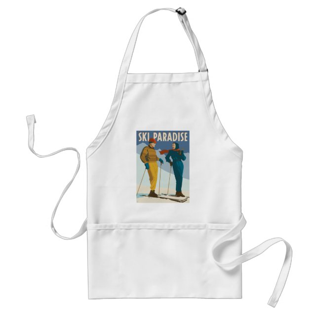 Ski Paradise Vintage  Print Adult Apron (Front)