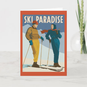 Ski Paradise Vintage Print Card