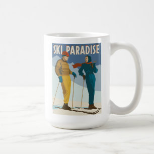 Ski Paradise Vintage Print Coffee Mug