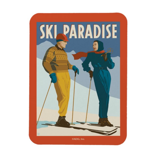 Ski Paradise Vintage  Print Magnet (Vertical)