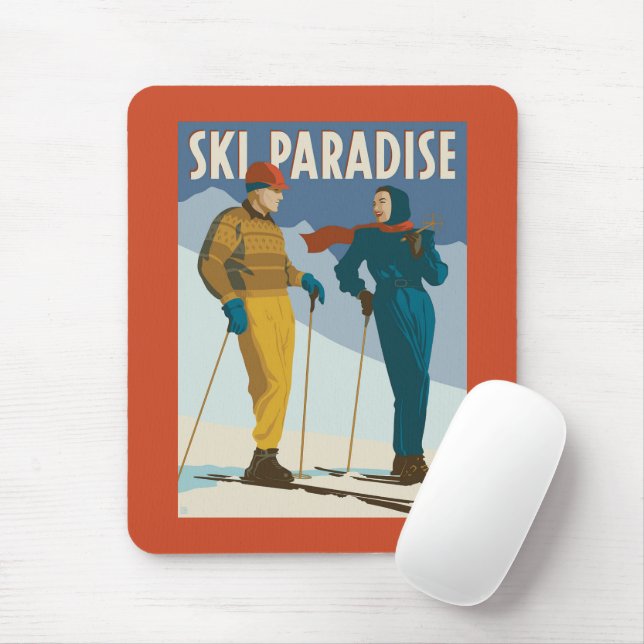 Ski Paradise Vintage  Print Mouse Pad (With Mouse)