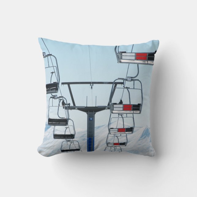 Ski Park Chairlifts Throw Pillow (Front)