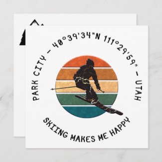 Ski Park City, Utah - Man Skier, Black Text
