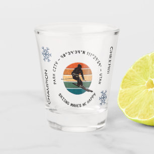 Ski Park City, Utah - Man Skier, Black Text Shot Glass
