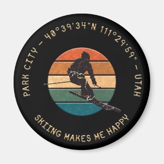 Ski Park City, Utah - Man Skier Golden Text