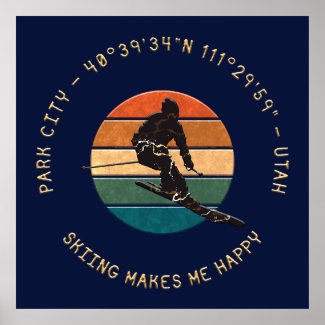Ski Park City, Utah - Man Skier Golden Text