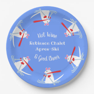 Ski Party Apres Ski Christmas Mice on Skis Paper Plates