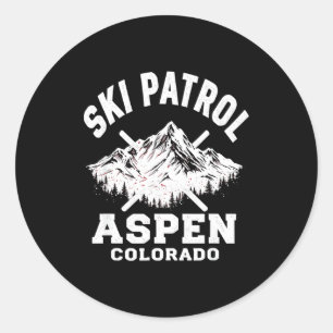 Ski patrol aspen colorado skiing & snowboardin classic round sticker