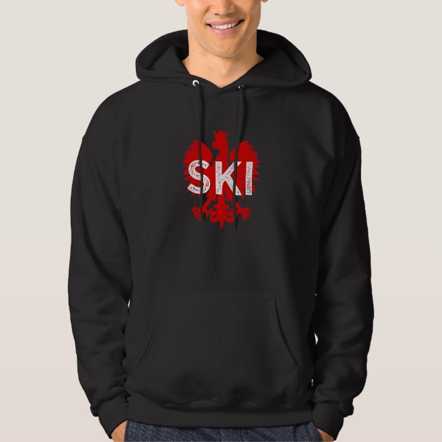 Ski Polish Surnames Ending Dyngus Day Polish Eagle Hoodie (Front)