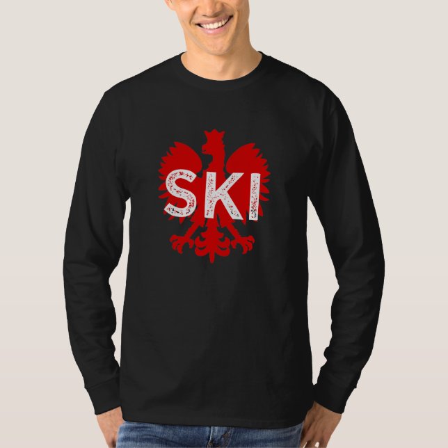 Ski Polish Surnames Ending Dyngus Day Polish Eagle T-Shirt (Front)