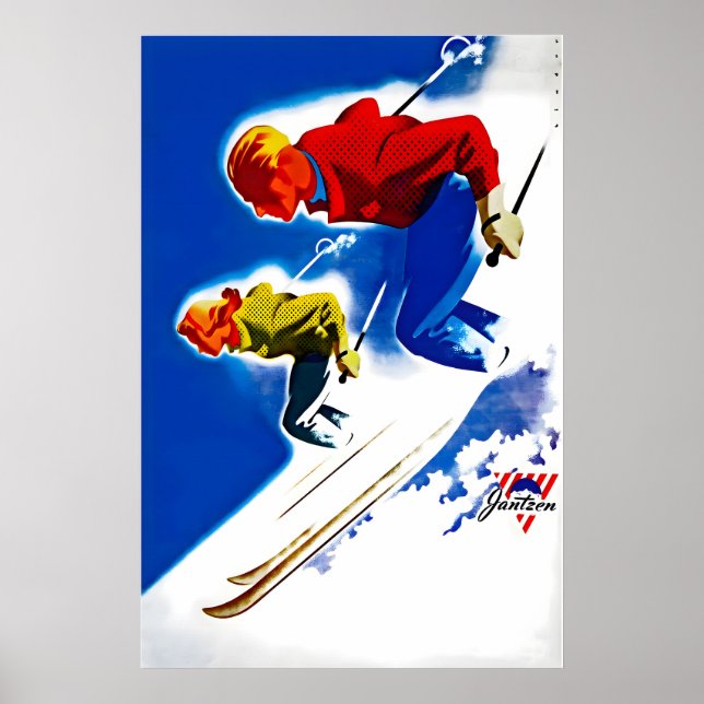 Ski Poster Skiing Art Skier Gift Lodge Poste (Front)
