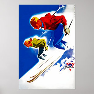 Ski Poster Skiing Art Skier Gift Lodge Poster 