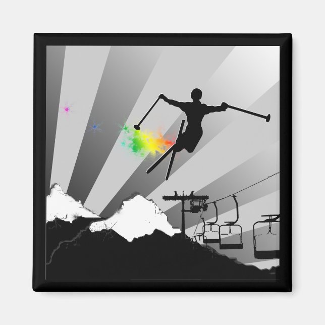 ski powder trail magnet (Front)