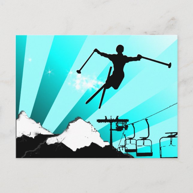 ski powder trail postcard (Front)