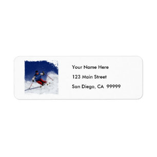 Ski Racing Down the Mountain Label