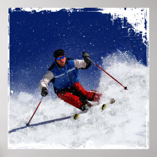 Ski Racing Down the Mountain Poster