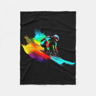 Ski Racing Rainbow Fleece Blanket