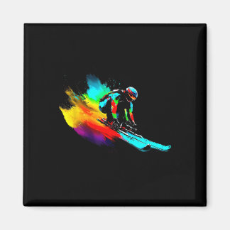 Ski Racing Rainbow Magnet