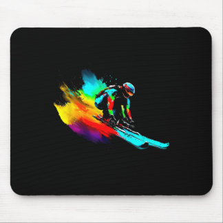 Ski Racing Rainbow Mouse Pad