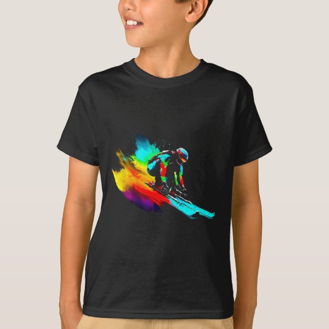 Ski Racing Rainbow  T-Shirt (Front)