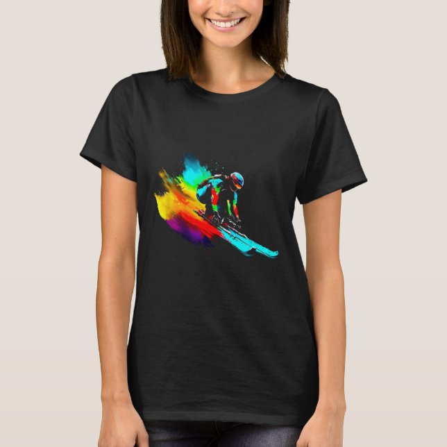 Ski Racing Rainbow  T-Shirt (Front)