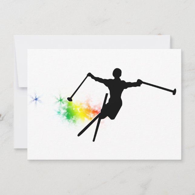 ski : rainbow powder trail invitation (Front)