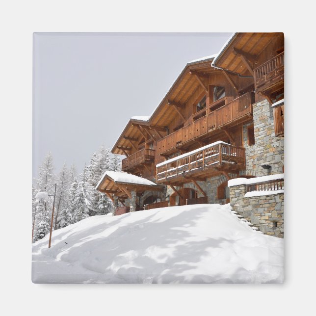 Ski resort chalet magnet (Front)
