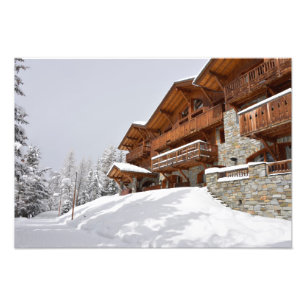 Ski resort chalet photo print