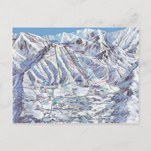 Ski resort, Romania, Piana Brasov, resort map Postcard