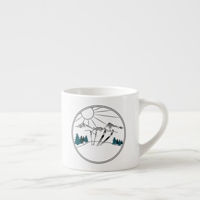 Ski Resort Scene Winter Sports Espresso Cup (Right)