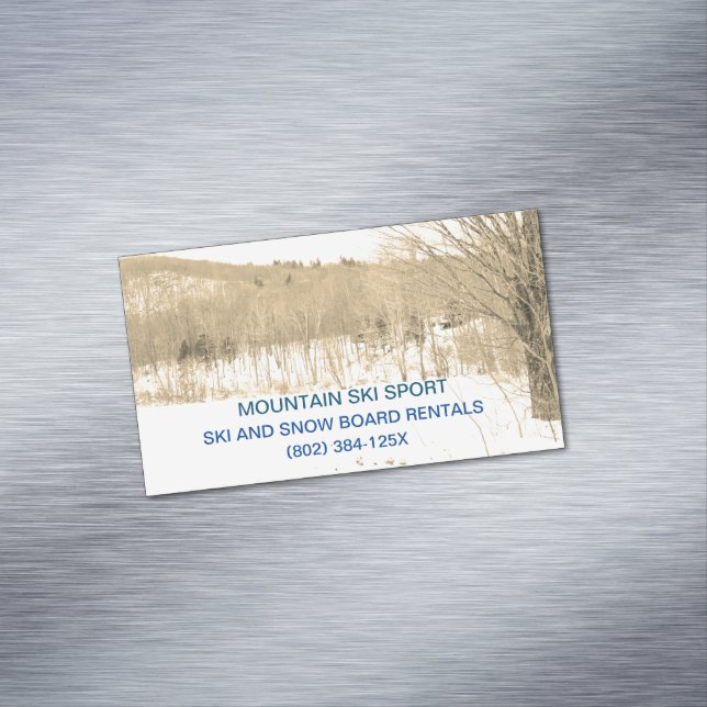  Ski Resort/Ski Rentals /Ski Lessons Mountain Business Card Magnet (In Situ)