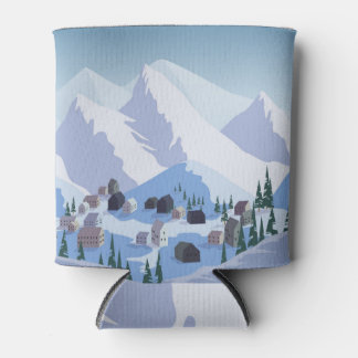 Ski Resort: Vintage Mountain Landscape Can Cooler