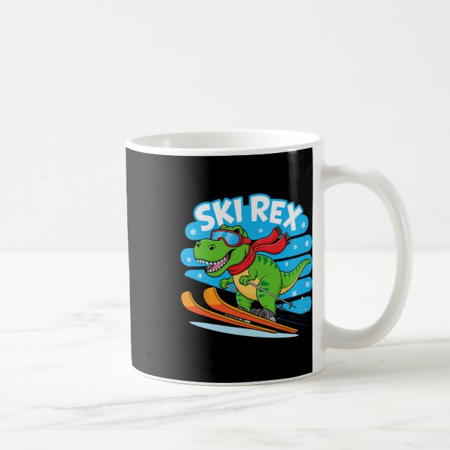 Ski Rex Funny Skiing Dinosaur Winter Sports Design Coffee Mug (Right)