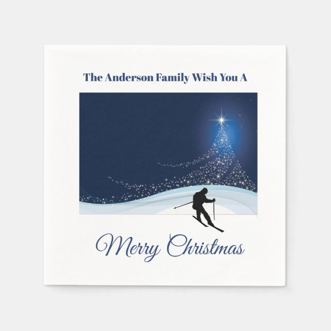 Ski run winter snow Christmas holiday festivities Napkins (Front)
