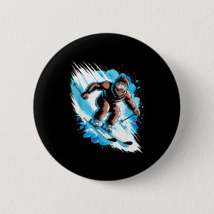 Ski sasquatch winter sport skier funny skiing button
