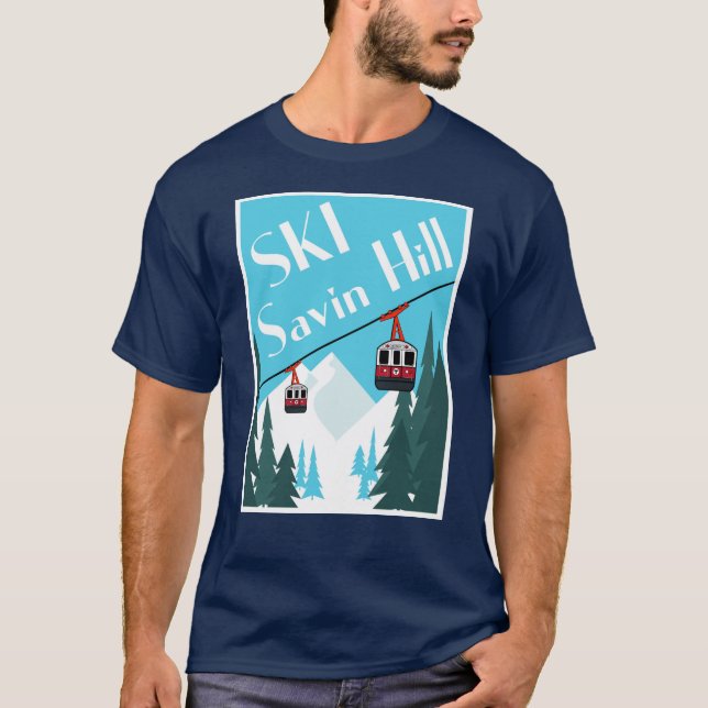 Ski Savin Hill Retro Ski Poster Style T-shirt (Front)