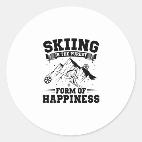 Ski Sayings  Skiing Skier Mountains Vacation Gift Classic Round Sticker
