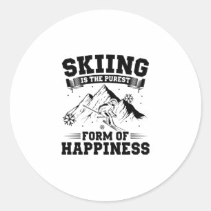 Ski Sayings   Skiing Skier Mountains Vacation Gift Classic Round Sticker