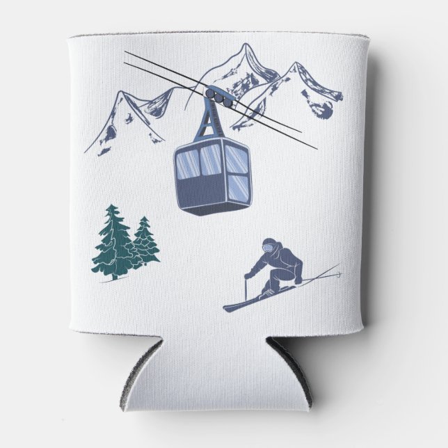 Ski Scene Winter Sports Can Cooler (Front)
