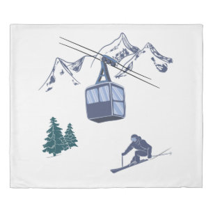 Ski Scene Winter Sports Duvet Cover