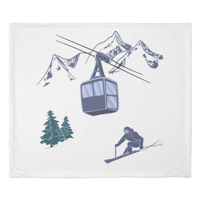 Ski Scene Winter Sports Duvet Cover (Front)