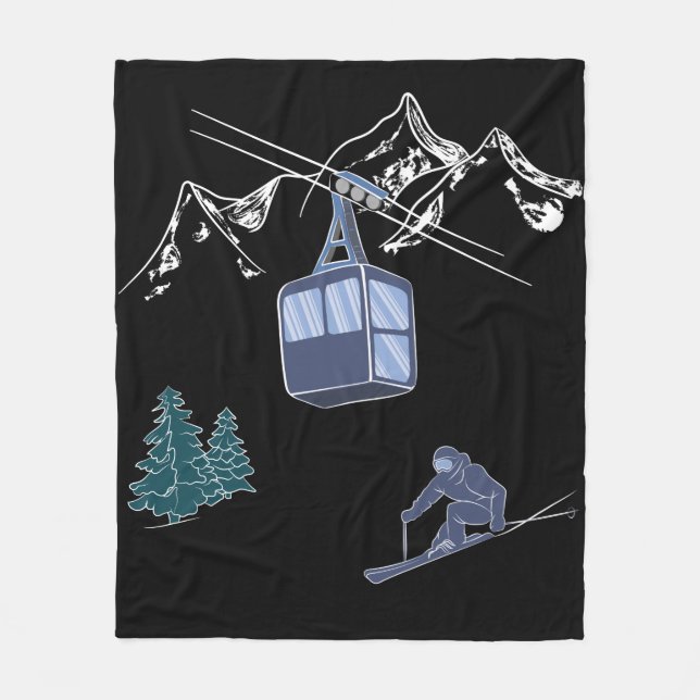 Ski Scene Winter Sports Fleece Blanket (Front)